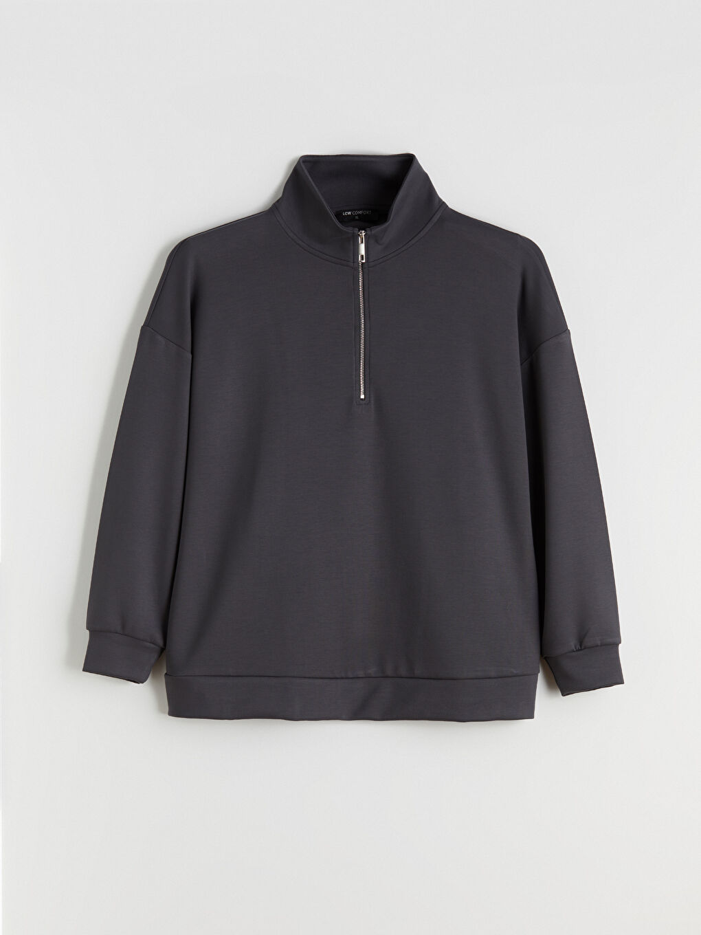 Antrasit Büyük Beden Dik Yaka Kadın Sweatshirt-4