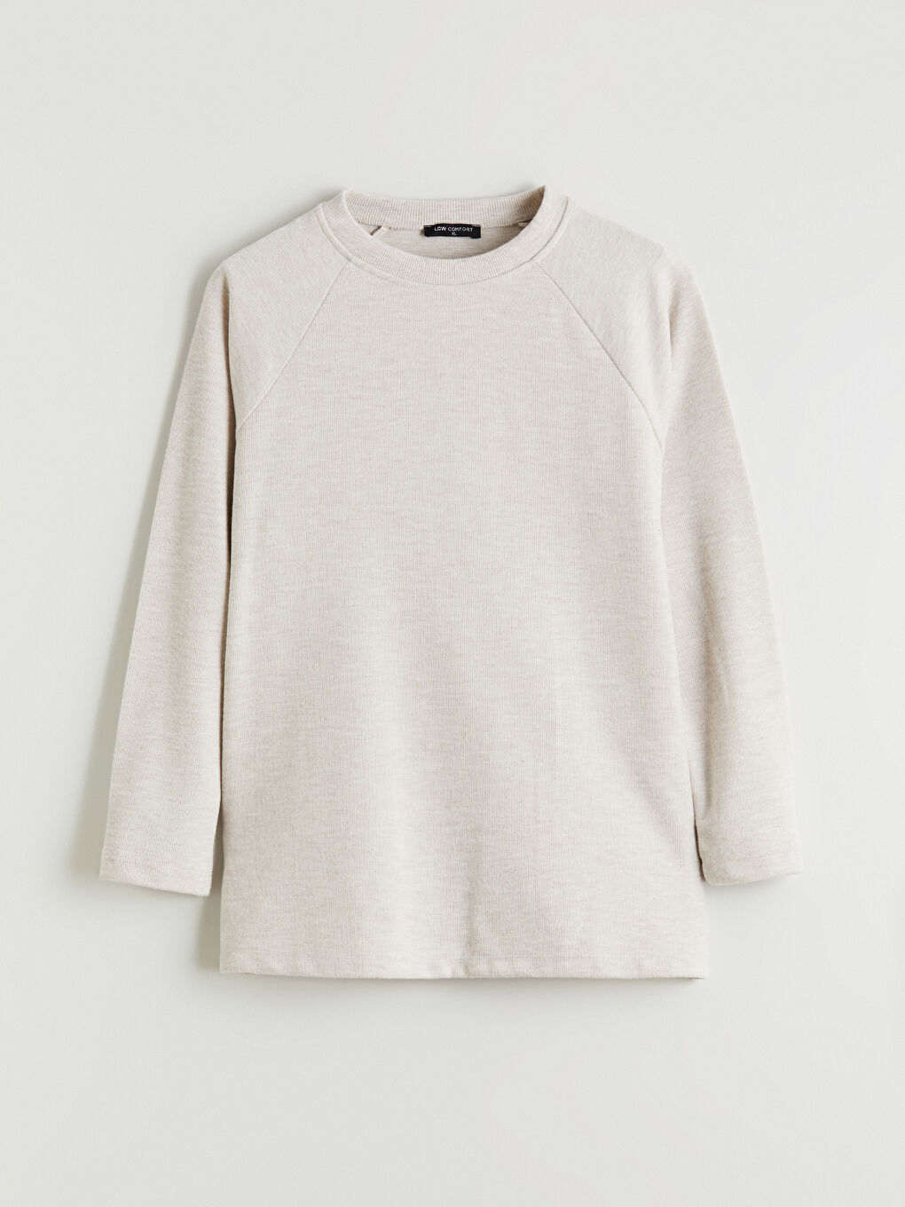 Bej Bisiklet Yaka Kadın Sweatshirt-8