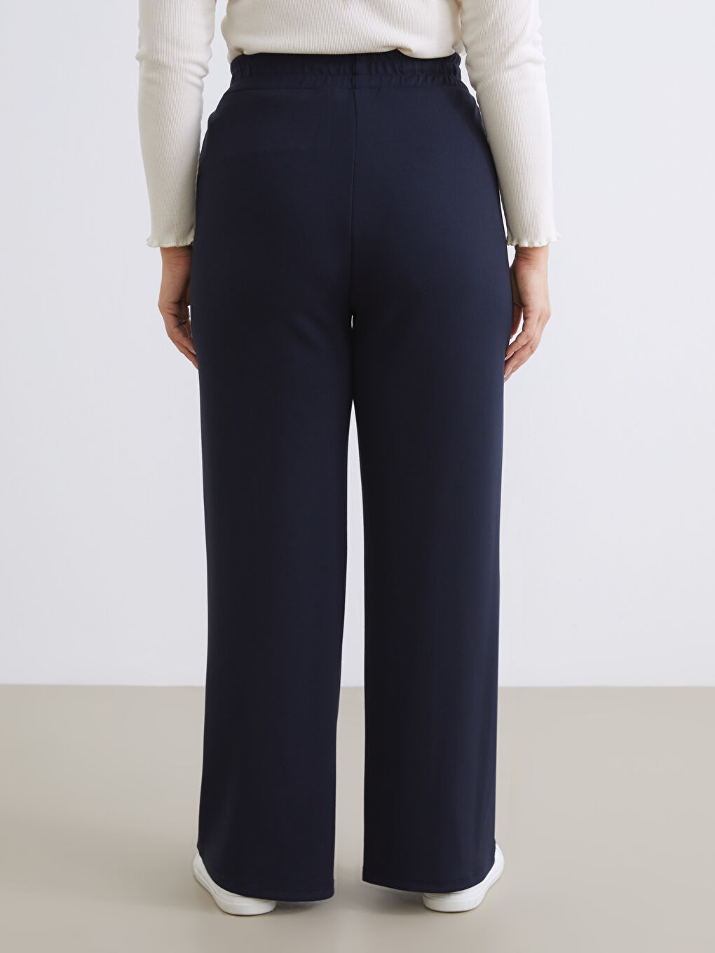 Lacivert Büyük Beden Beli Lastikli Kadın Eşofman Altı-3