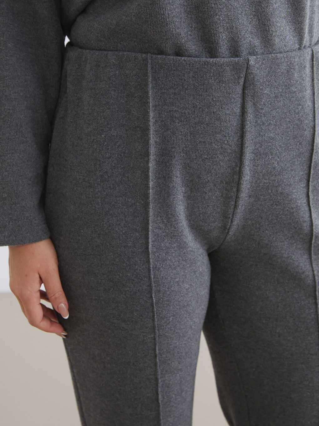 Antrasit Büyük Beden Beli Lastikli Kadın Eşofman Altı-5