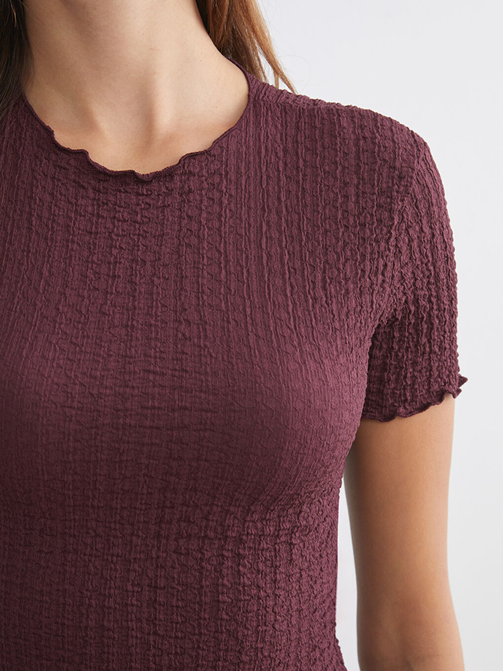 Crew Neck Textured Women's T-Shirt-2