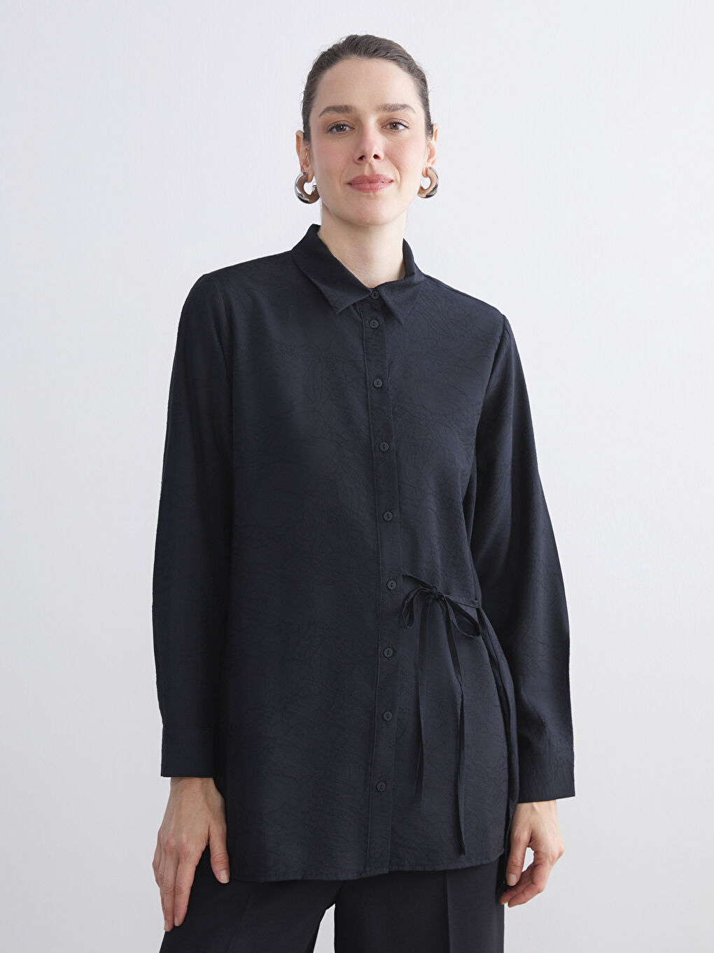Women's Shirt Tunic with Tie Detail