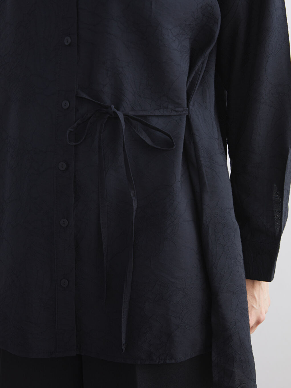 Women's Shirt Tunic with Tie Detail-2