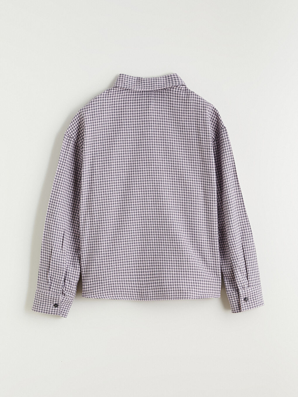 Lila Ekose Taşlı Kız Çocuk Gömlek-2