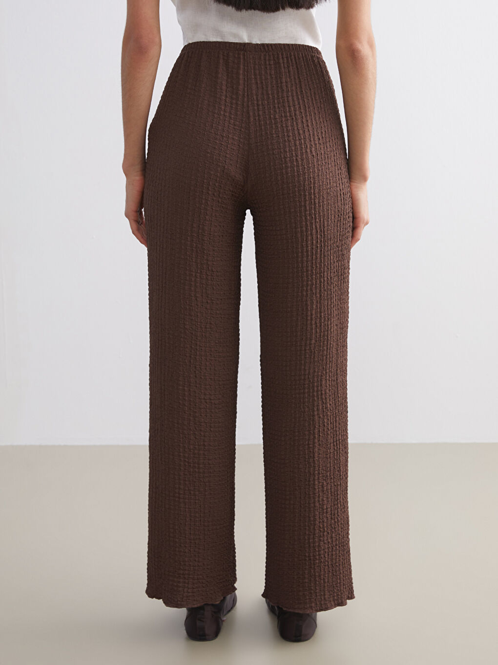 Elasticated Waist Textured Women's Trousers-3