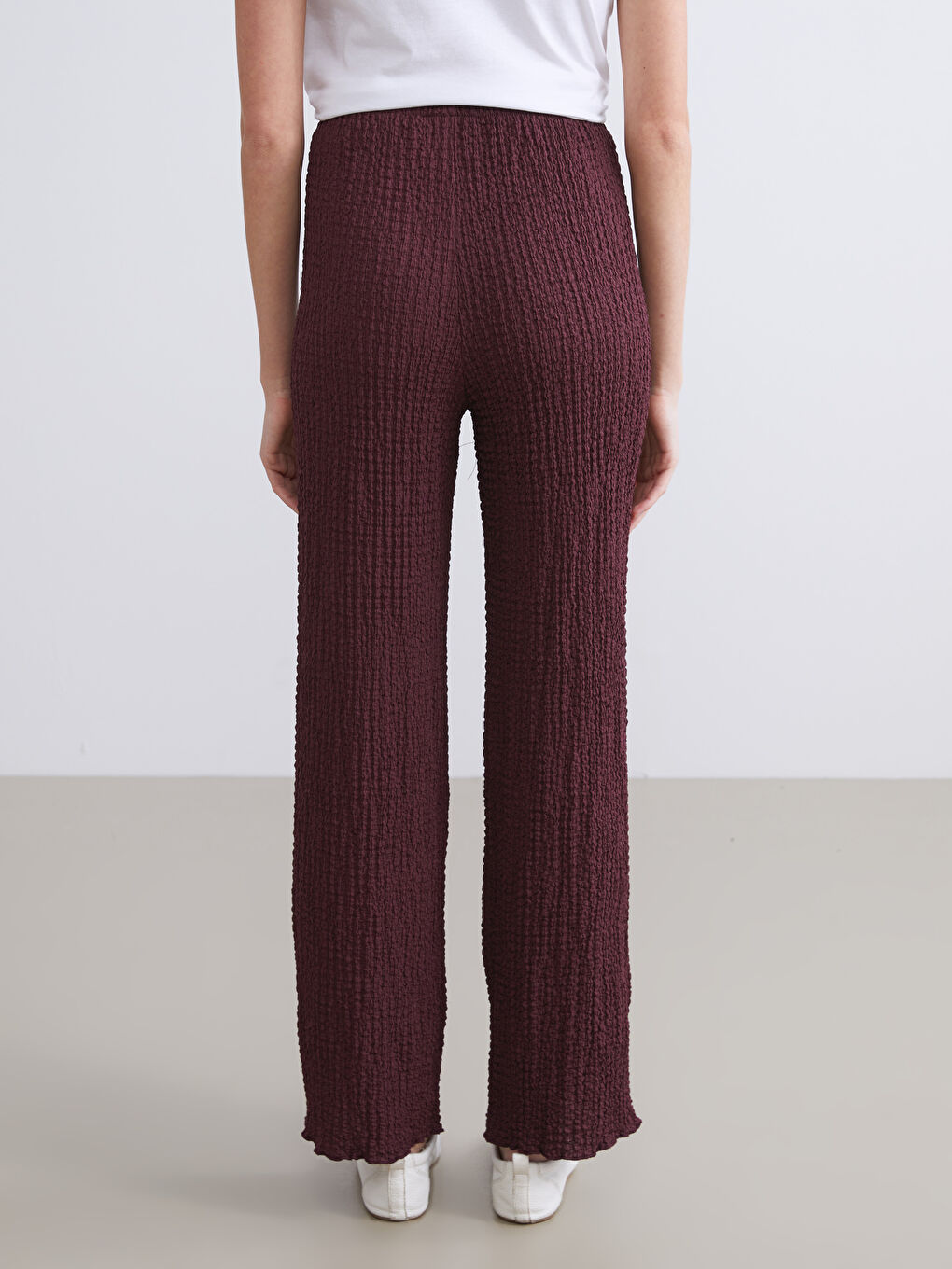 Elasticated Waist Textured Women's Trousers-3