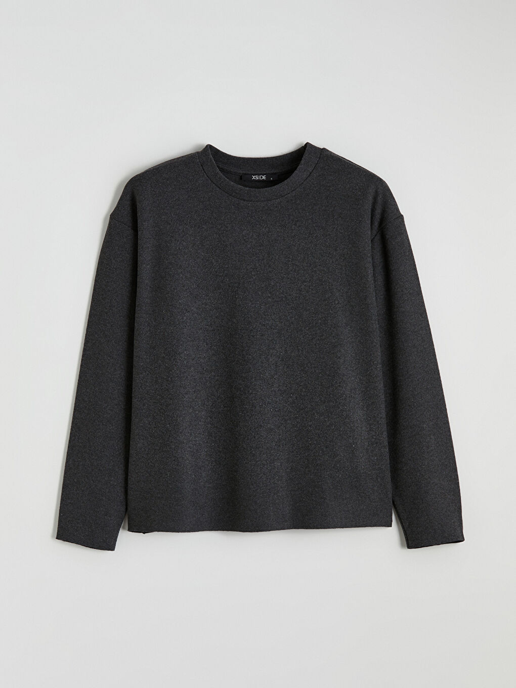 Antrasit Bisiklet Yaka Uzun Kollu Kadın Tişört-4