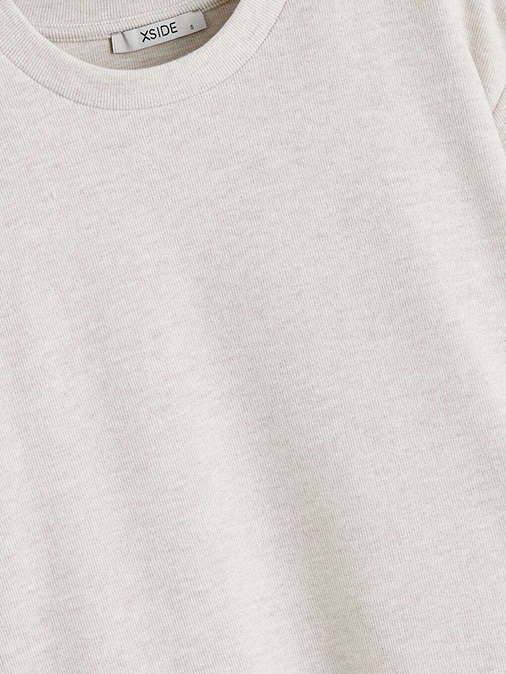 Bej Bisiklet Yaka Uzun Kollu Kadın Tişört-5