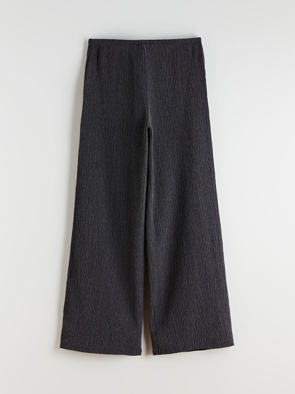 Elasticated Waist Textured Wide Leg Women's Trousers-5