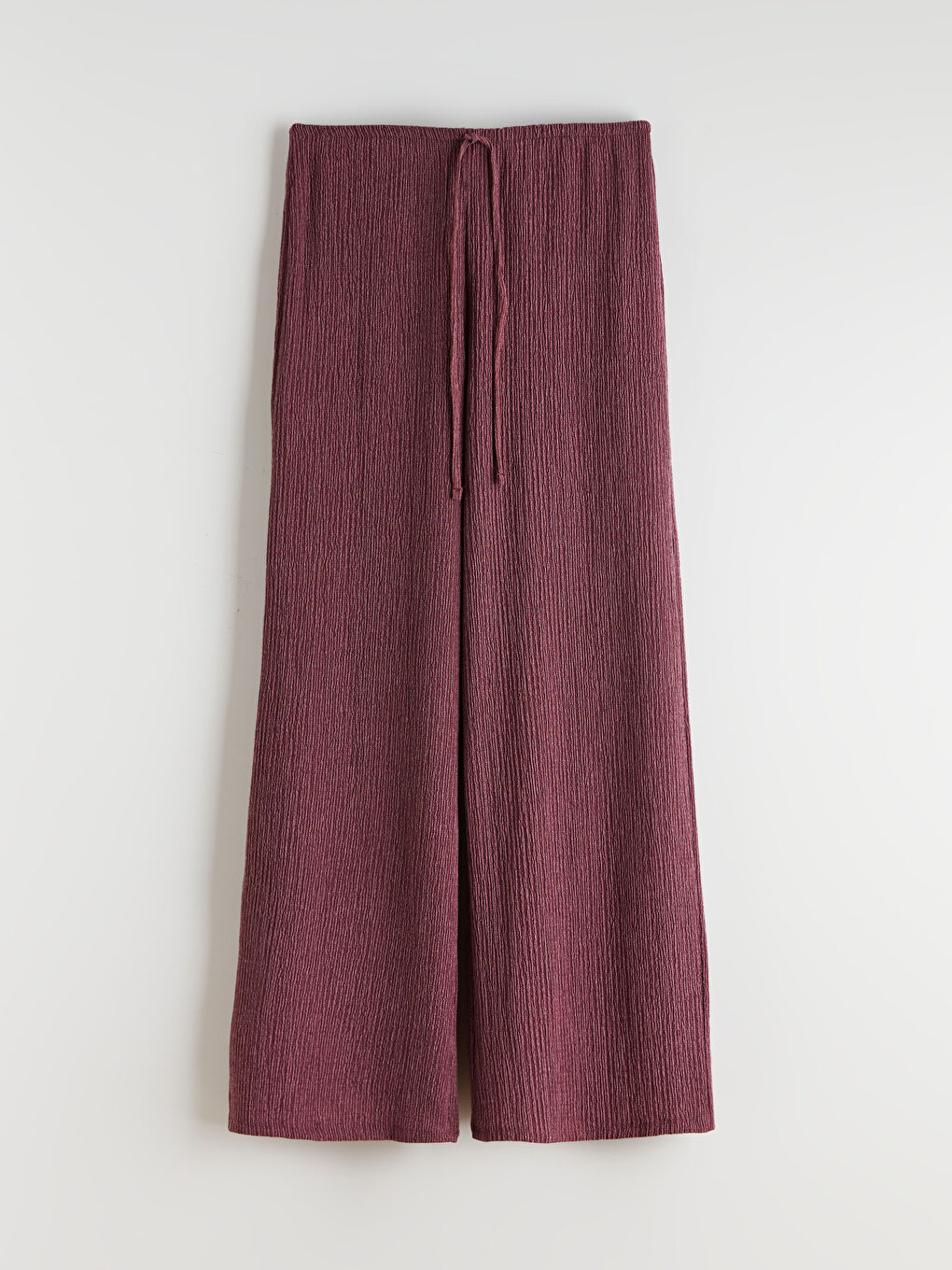 Elasticated Waist Textured Wide Leg Women's Trousers-4