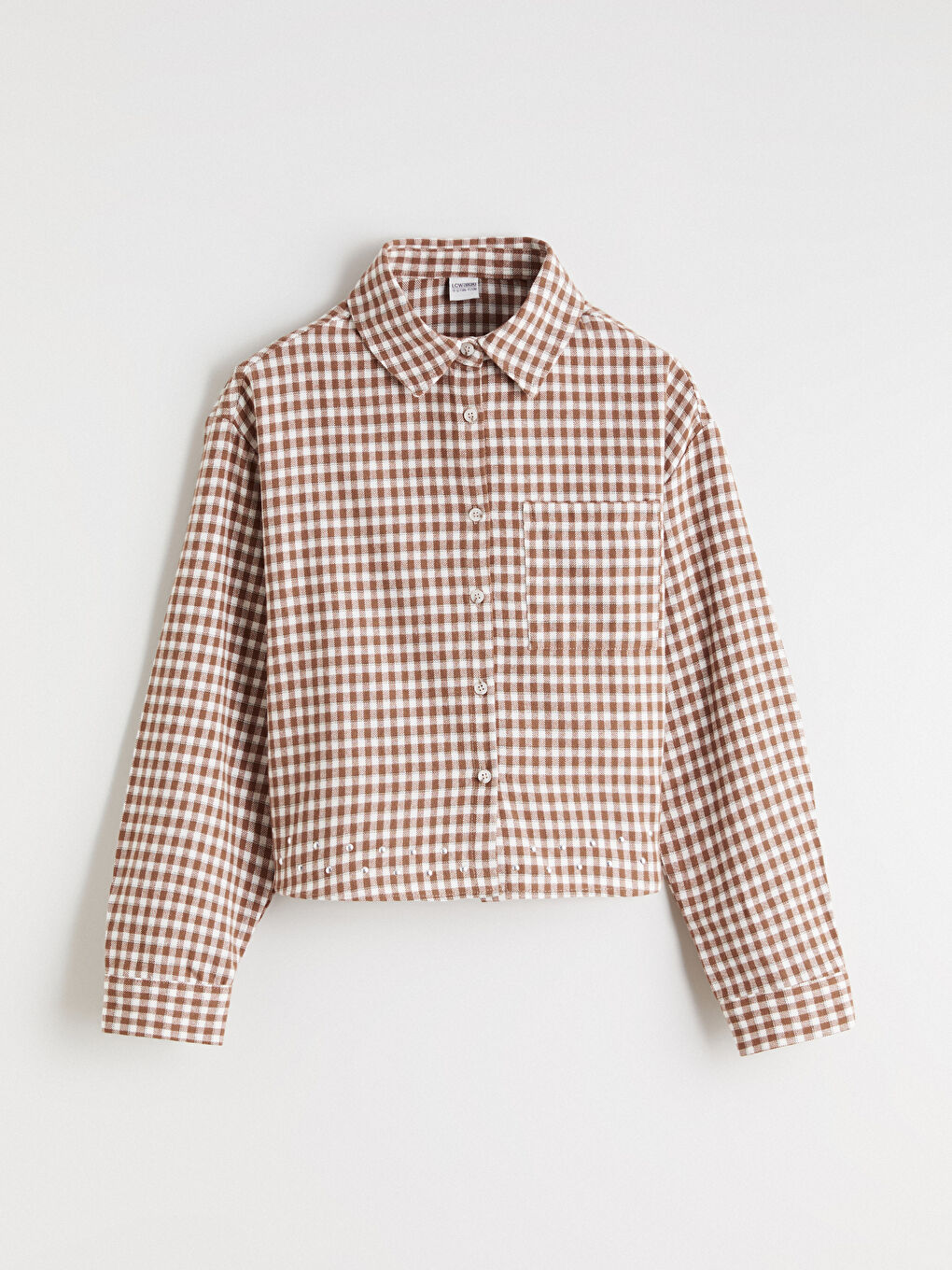 Kahverengi Ekose Kız Çocuk Gömlek-2