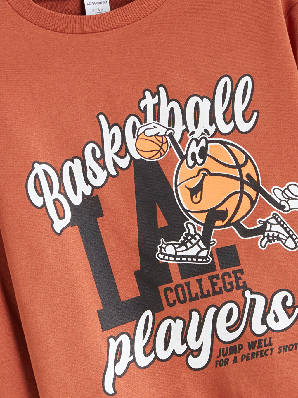 Kahverengi LA Basketbol Baskılı Erkek Çocuk Sweatshirt-2