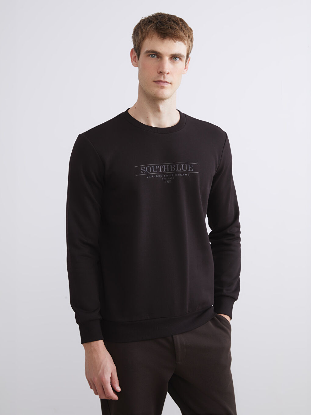 سويتشيرت غليظ مطبوع بقبّ رجال