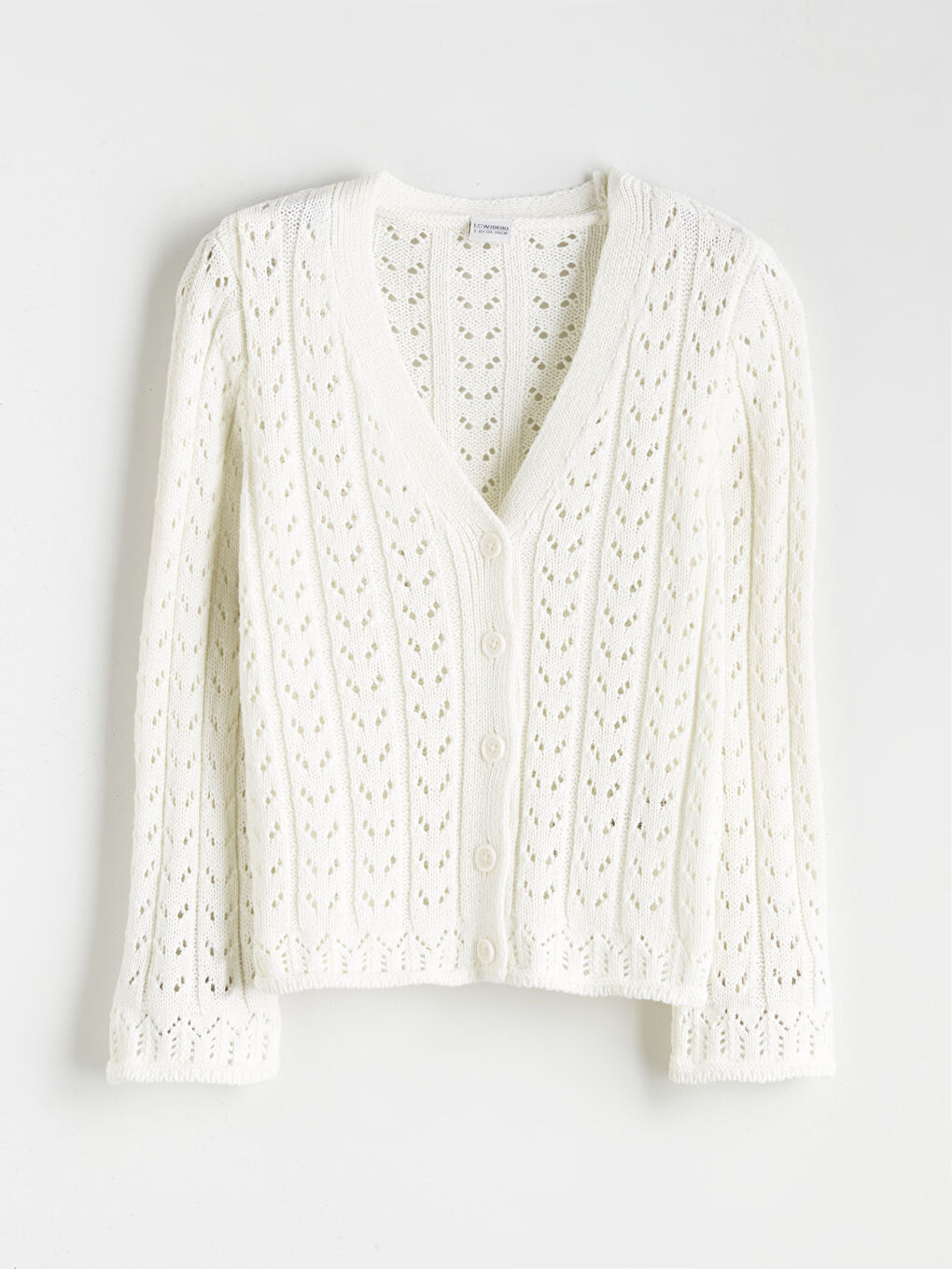 V Neck Hole-Knitted Girls' Knitwear Cardigan