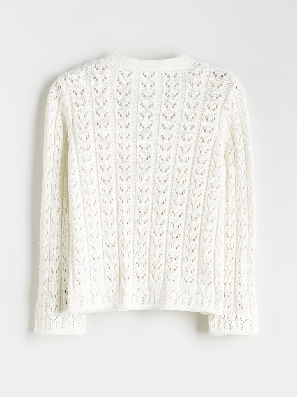 V Neck Hole-Knitted Girls' Knitwear Cardigan-1