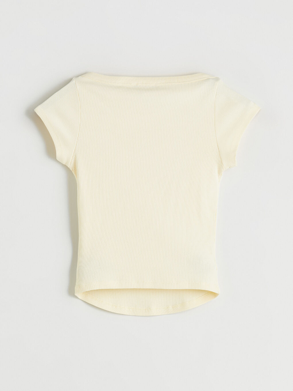 Sarı Kayık Yaka Kadın Tişört-5