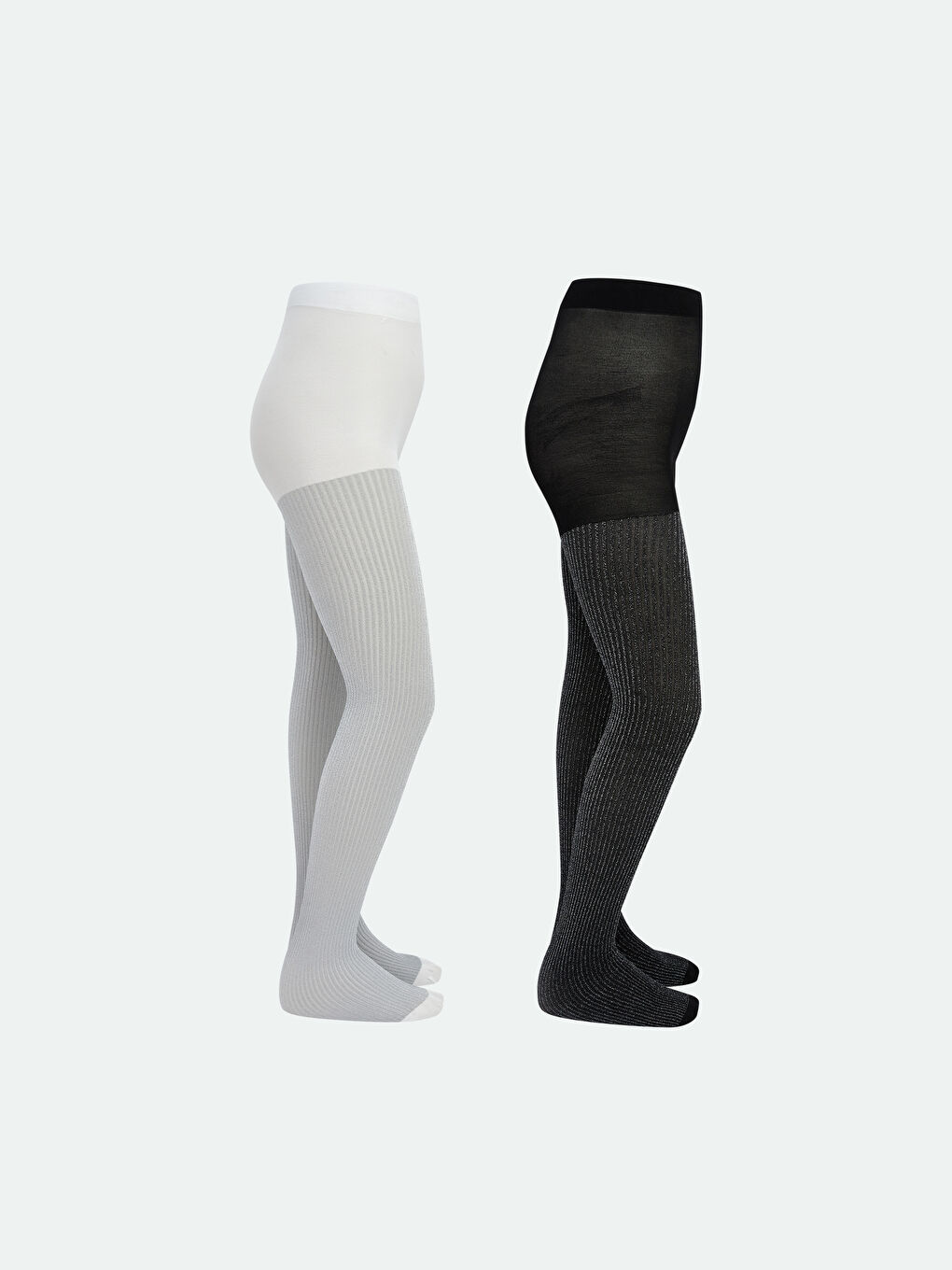 Siyah Simli Kız Çocuk Külotlu Çorap 2'li