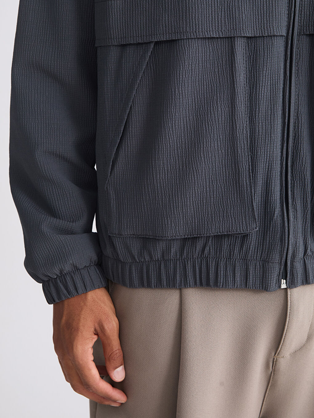 Antrasit Rahat Kalıp Dik Yaka Erkek Mont-2