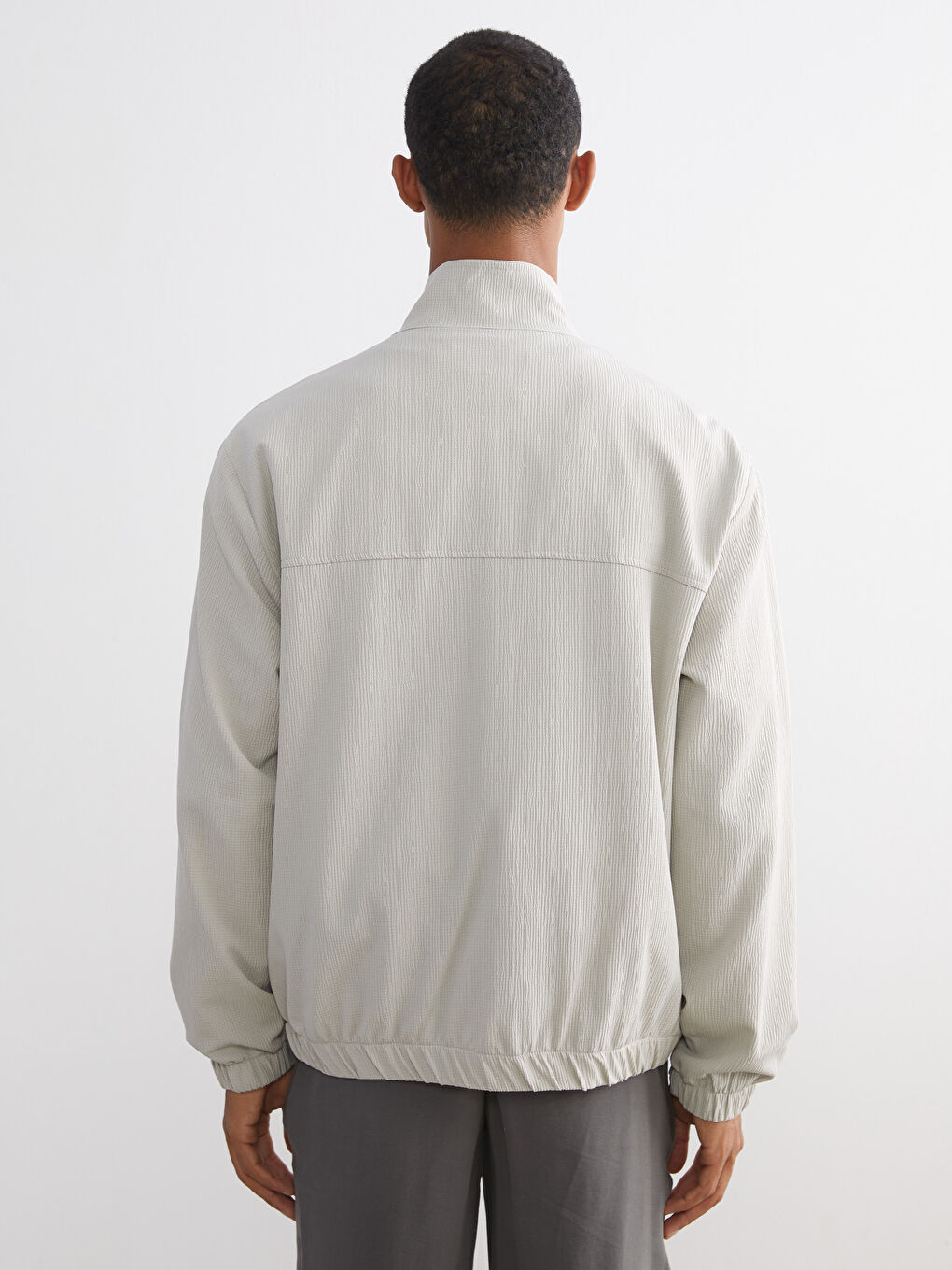 Bej Rahat Kalıp Dik Yaka Erkek Mont-4