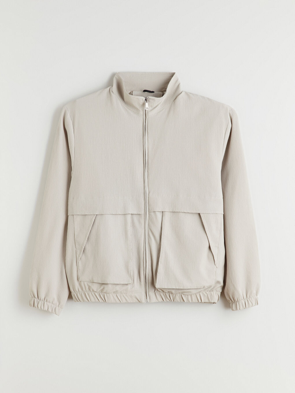 Bej Rahat Kalıp Dik Yaka Erkek Mont-5