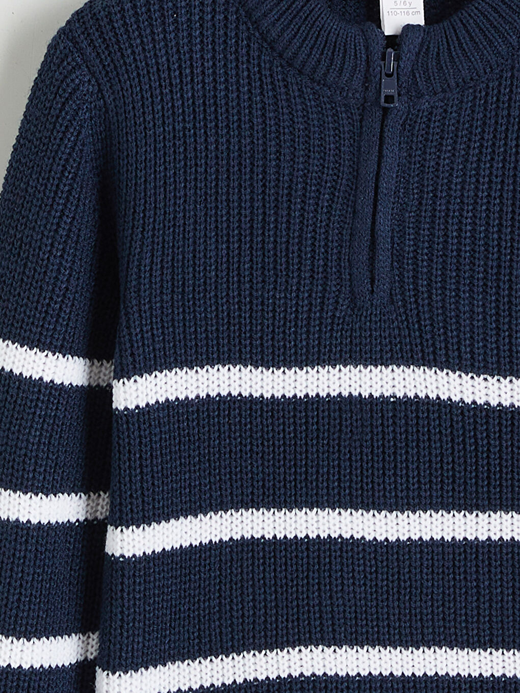 Lacivert Bisiklet Yaka Çizgili Erkek Çocuk Kazak-2