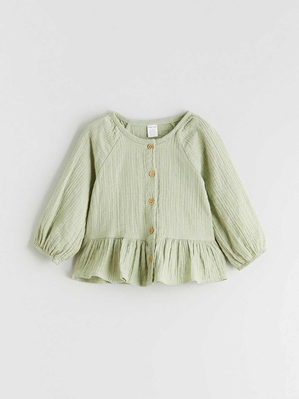 Yeşil Bisiklet Yaka Kız Bebek Müslin Gömlek ve Pantolon-1