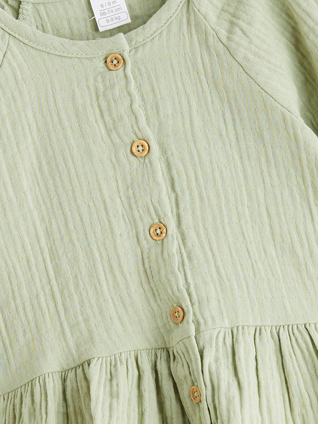 Yeşil Bisiklet Yaka Kız Bebek Müslin Gömlek ve Pantolon-2