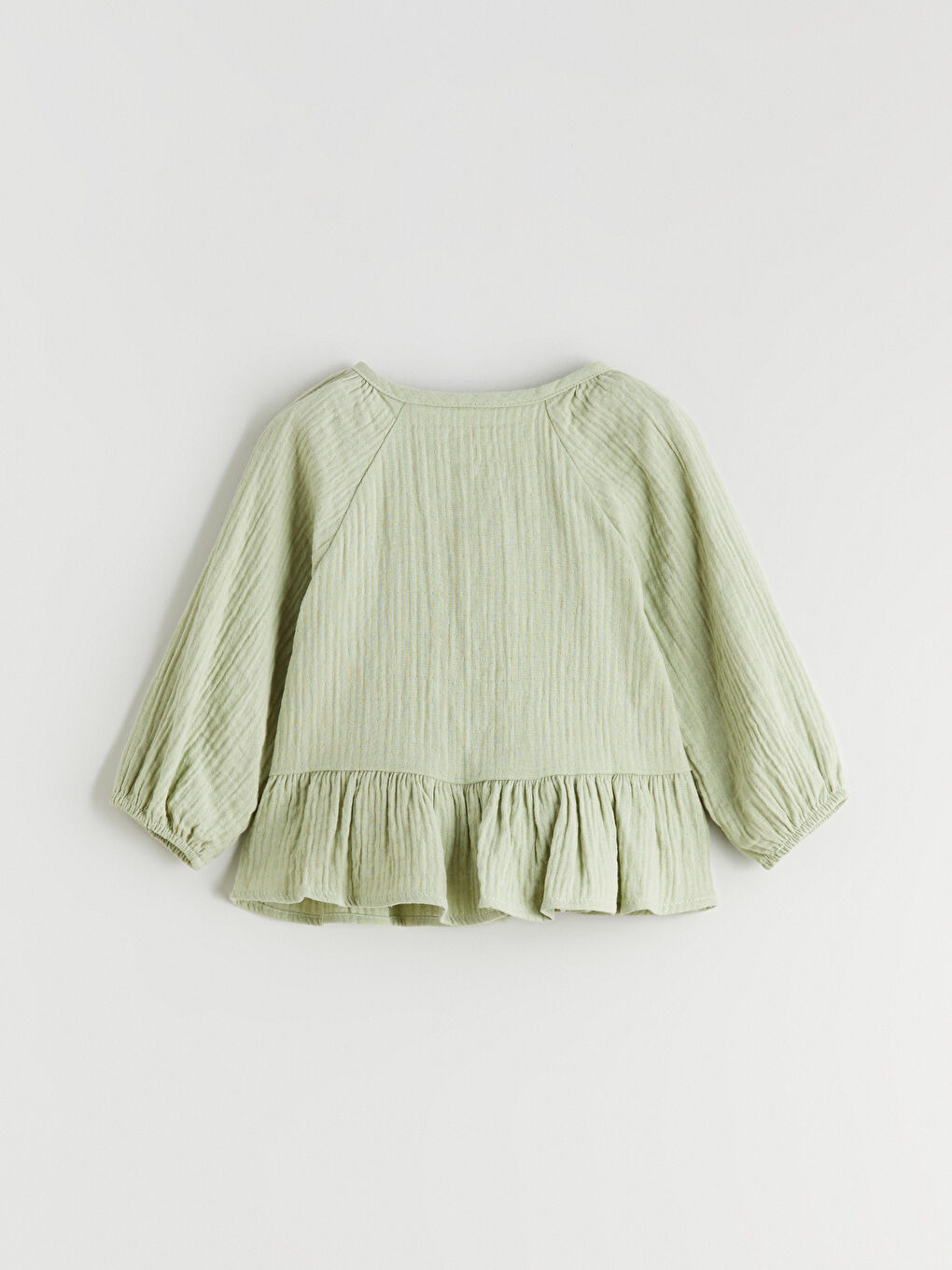 Yeşil Bisiklet Yaka Kız Bebek Müslin Gömlek ve Pantolon-3