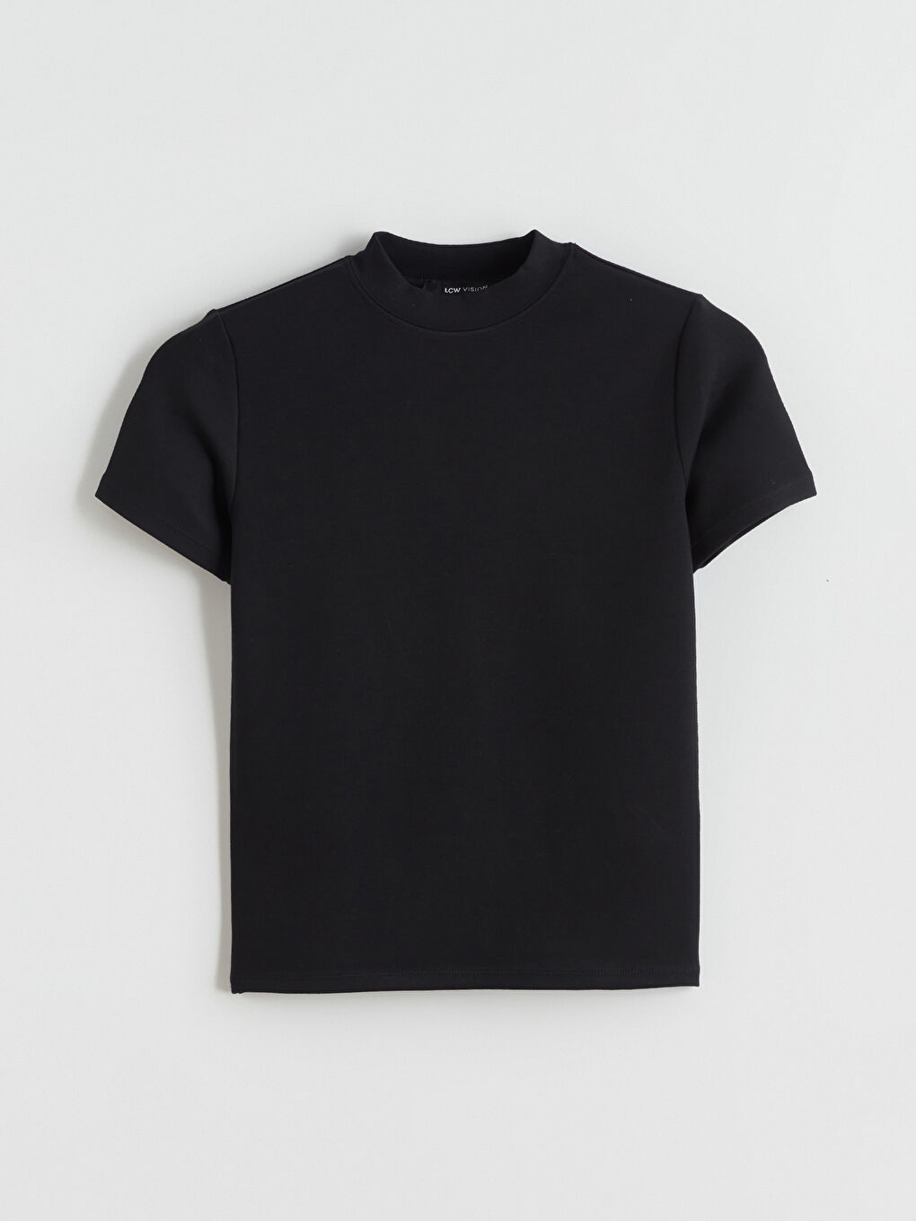 Siyah Dik Yaka Kadın Tişört-4