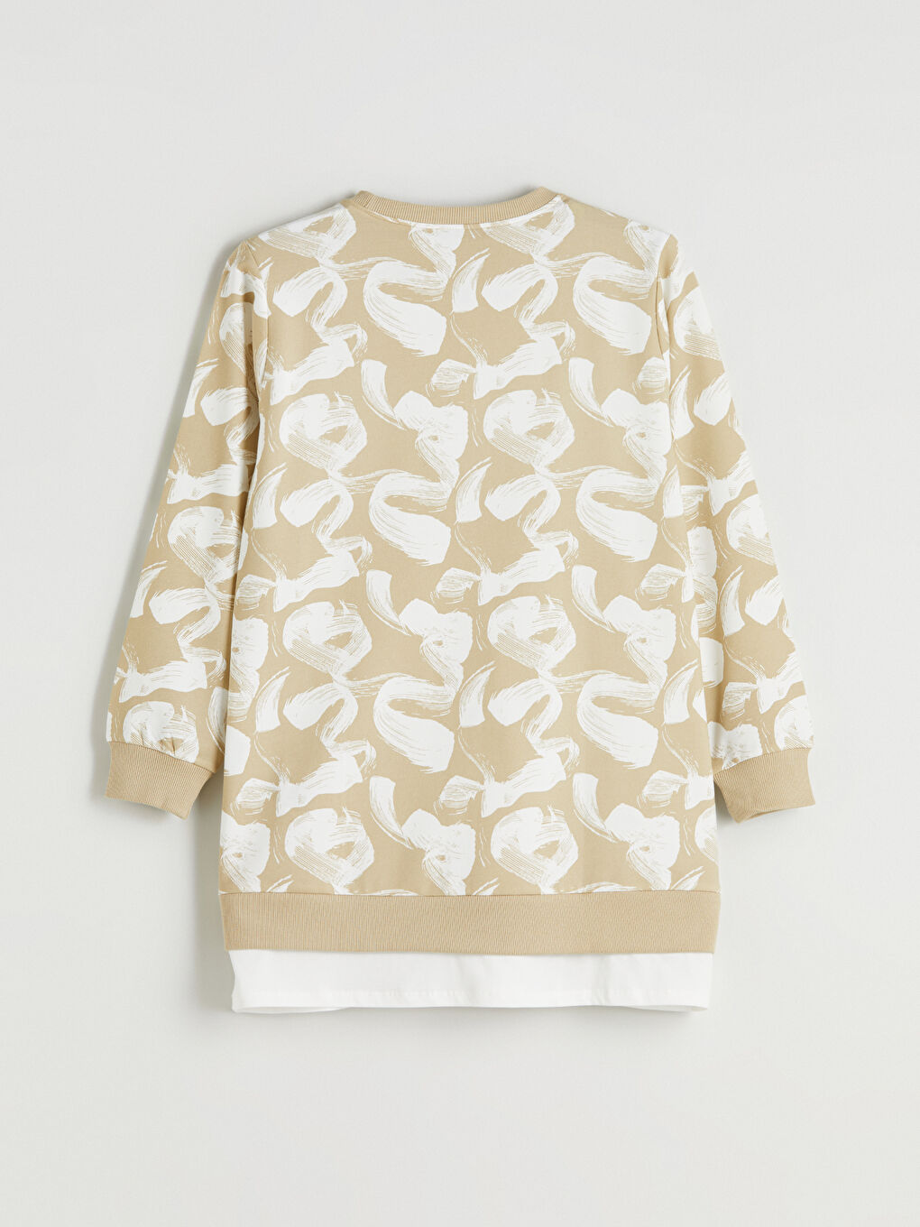 Yeşil Bisiklet Yaka Desenli Kadın Sweatshirt Tunik-9