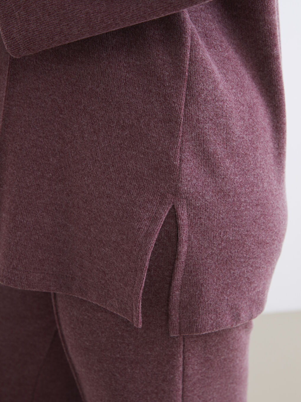 Bordo Bisiklet Yaka Kadın Sweatshirt Tunik-2