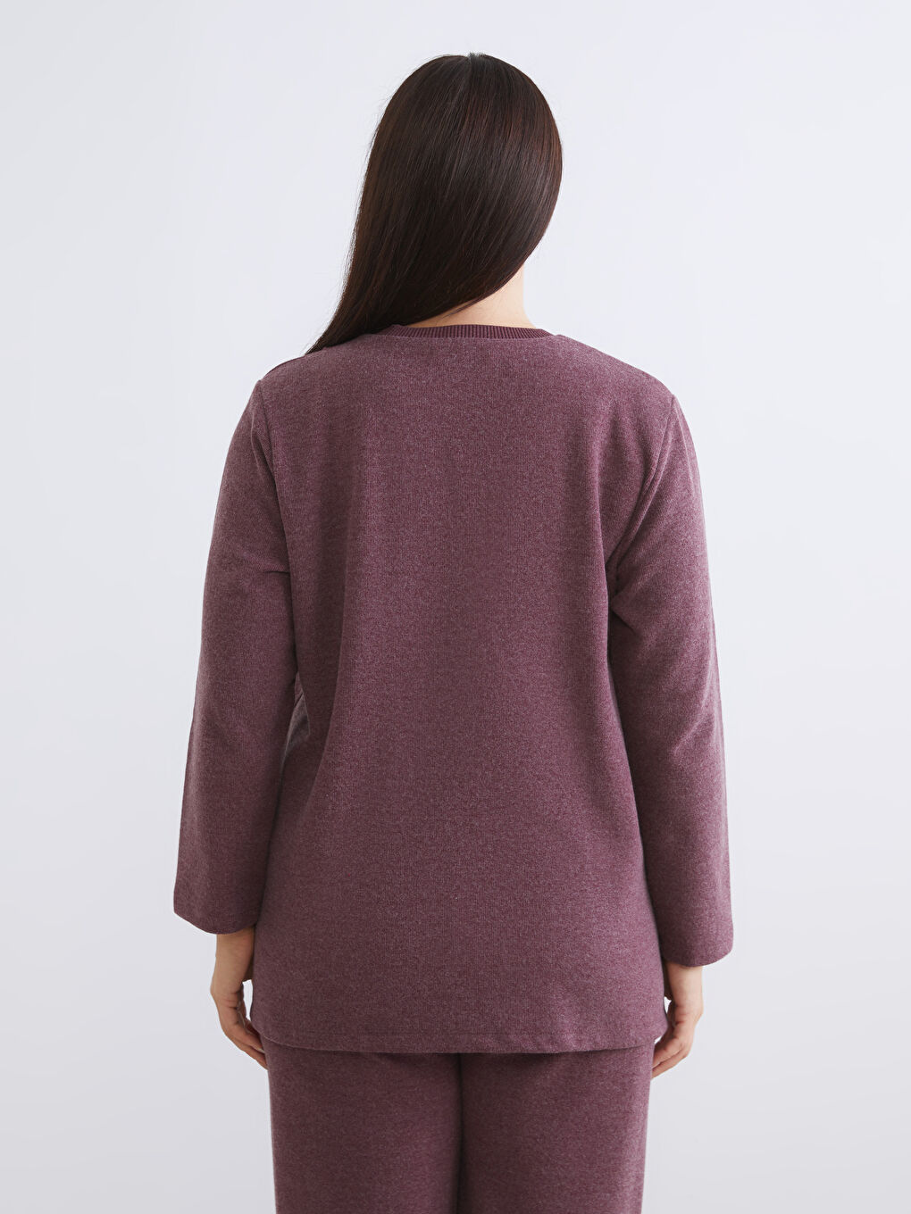 Bordo Bisiklet Yaka Kadın Sweatshirt Tunik-3