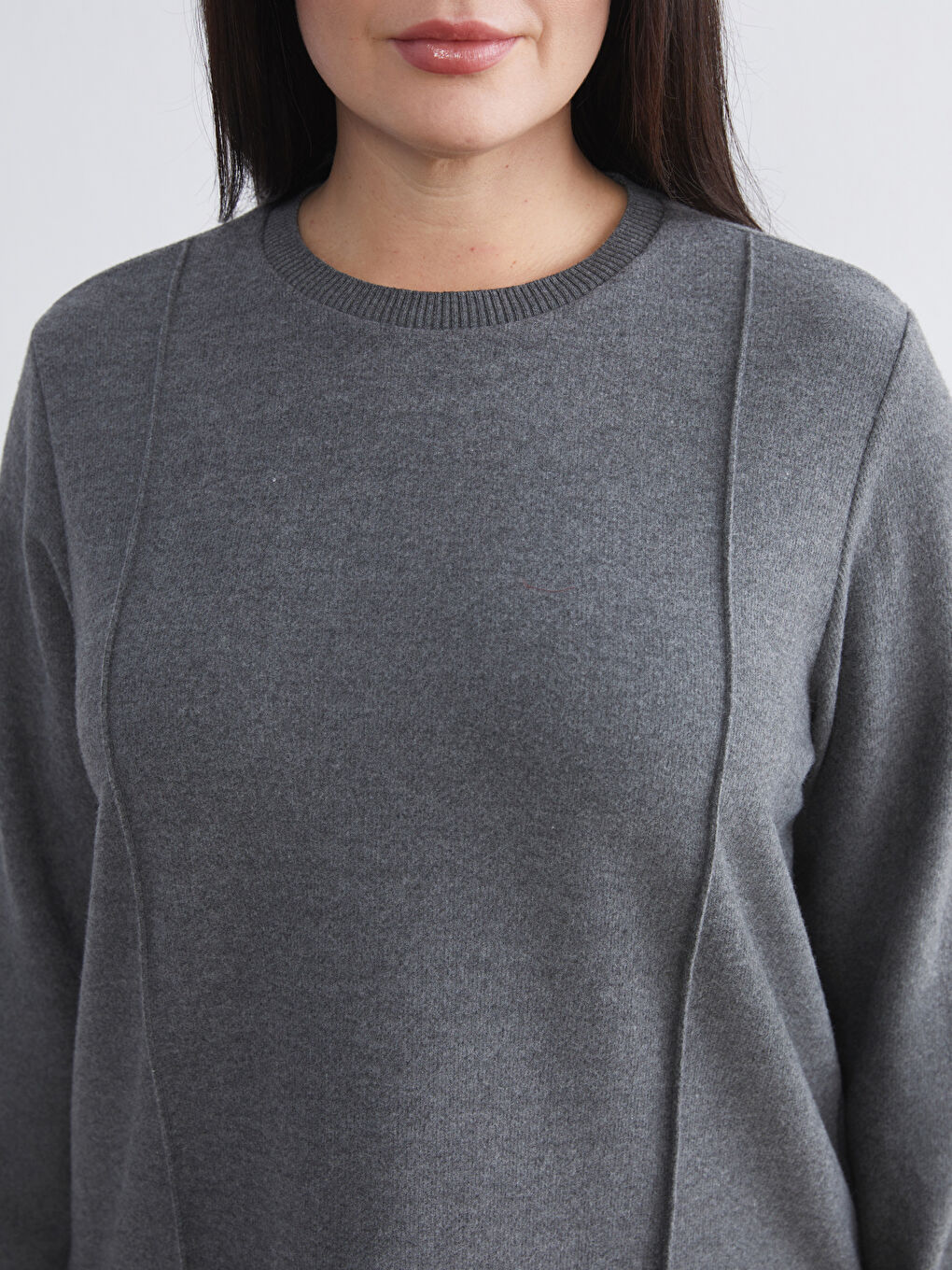 Antrasit Bisiklet Yaka Kadın Sweatshirt Tunik-2