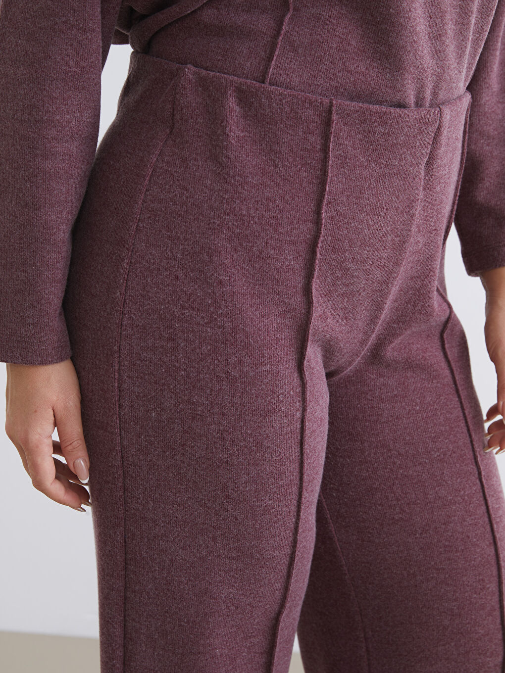 Bordo Büyük Beden Beli Lastikli Kadın Eşofman Altı-2