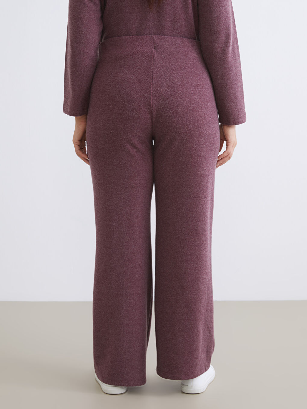 Bordo Büyük Beden Beli Lastikli Kadın Eşofman Altı-4