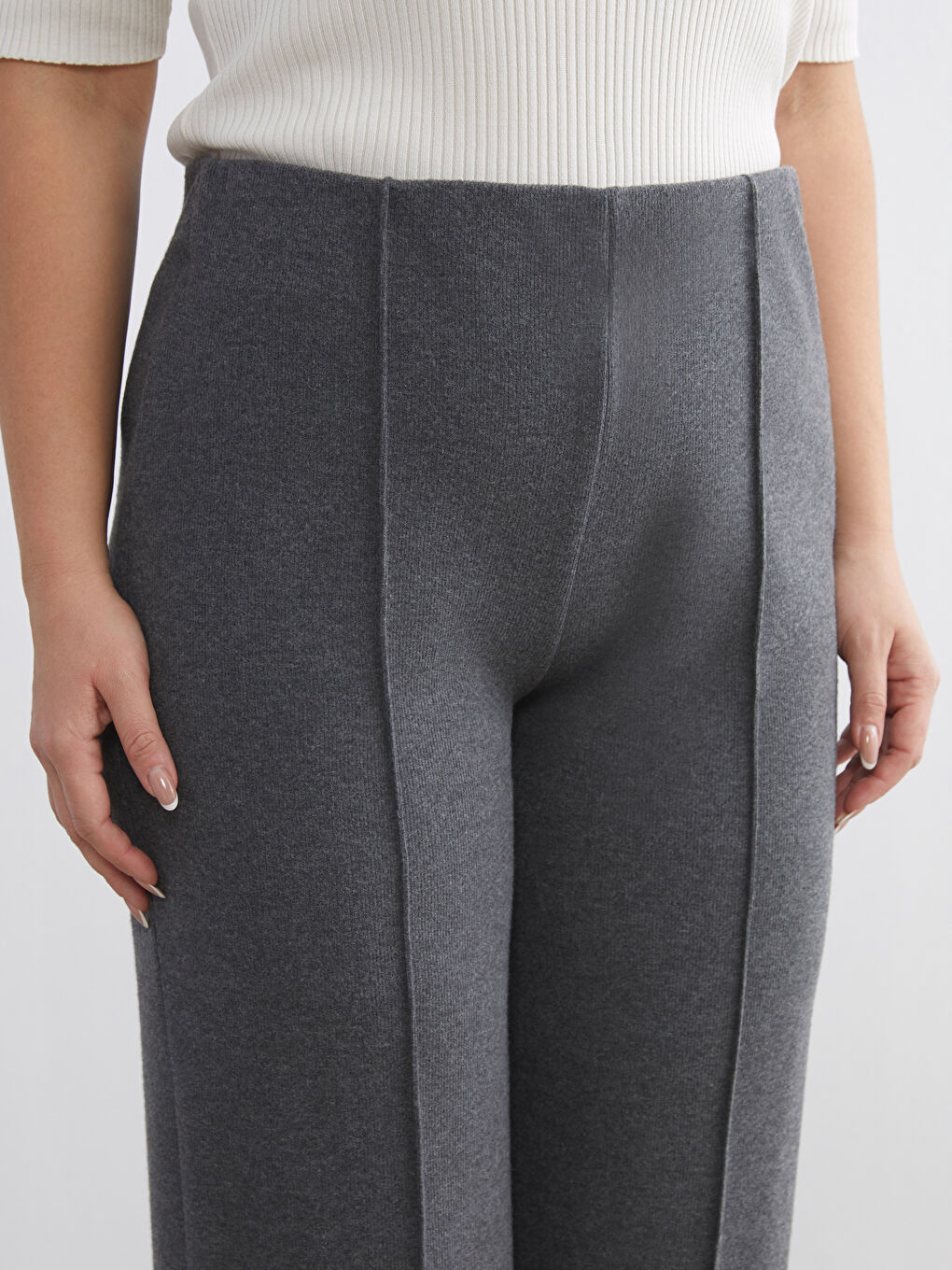 Antrasit Büyük Beden Beli Lastikli Kadın Eşofman Altı-2