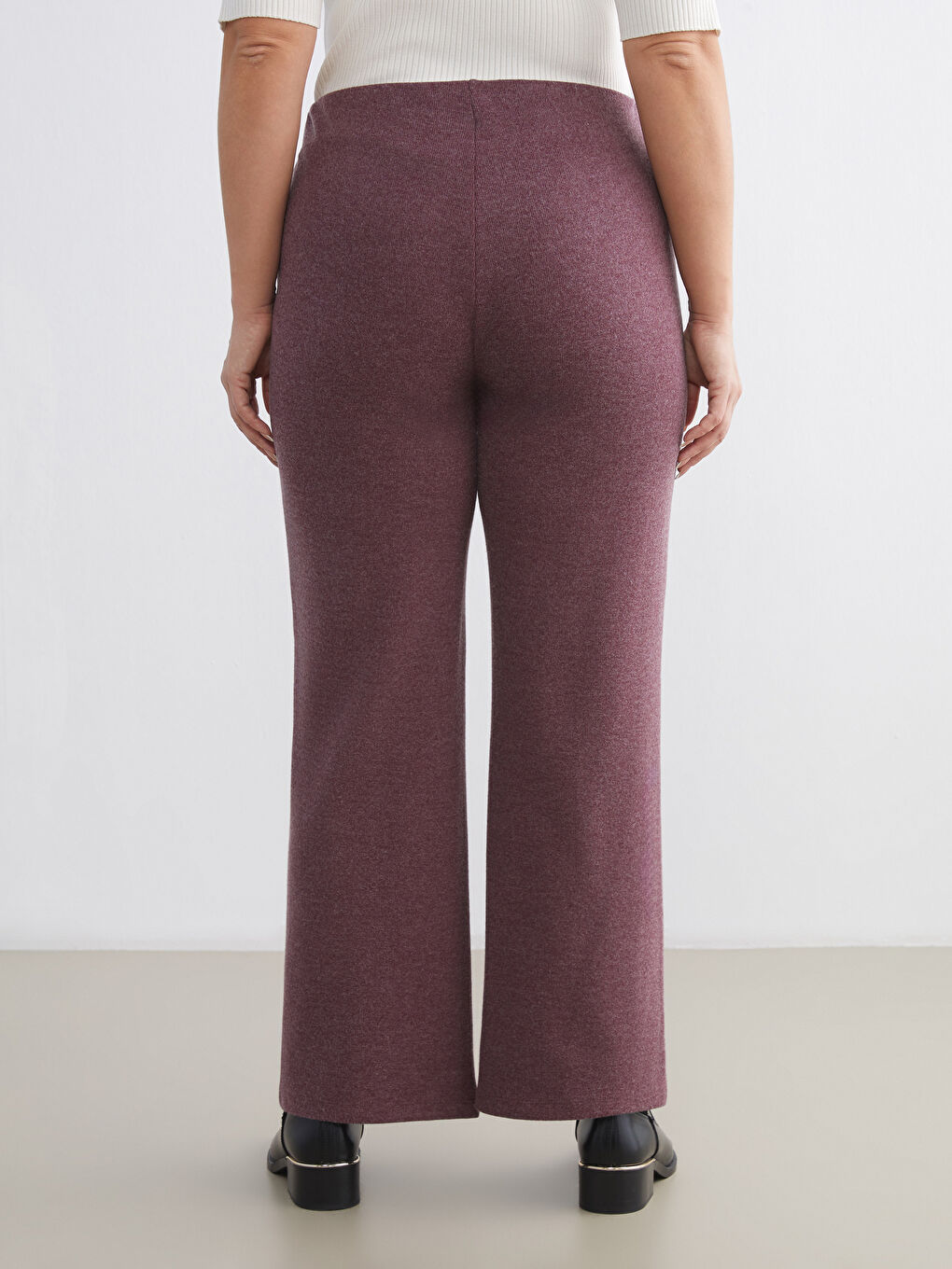 Bordo Büyük Beden Beli Lastikli Kadın Eşofman Altı-3