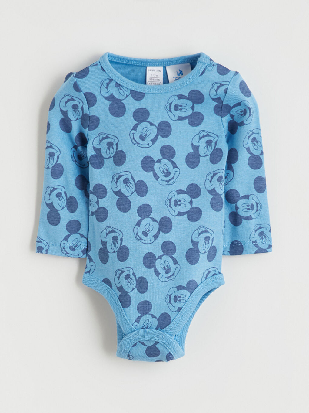 Crew Neck Mickey Mouse Printed Baby Boy Snap-On Bodysuit 2-Piece-1