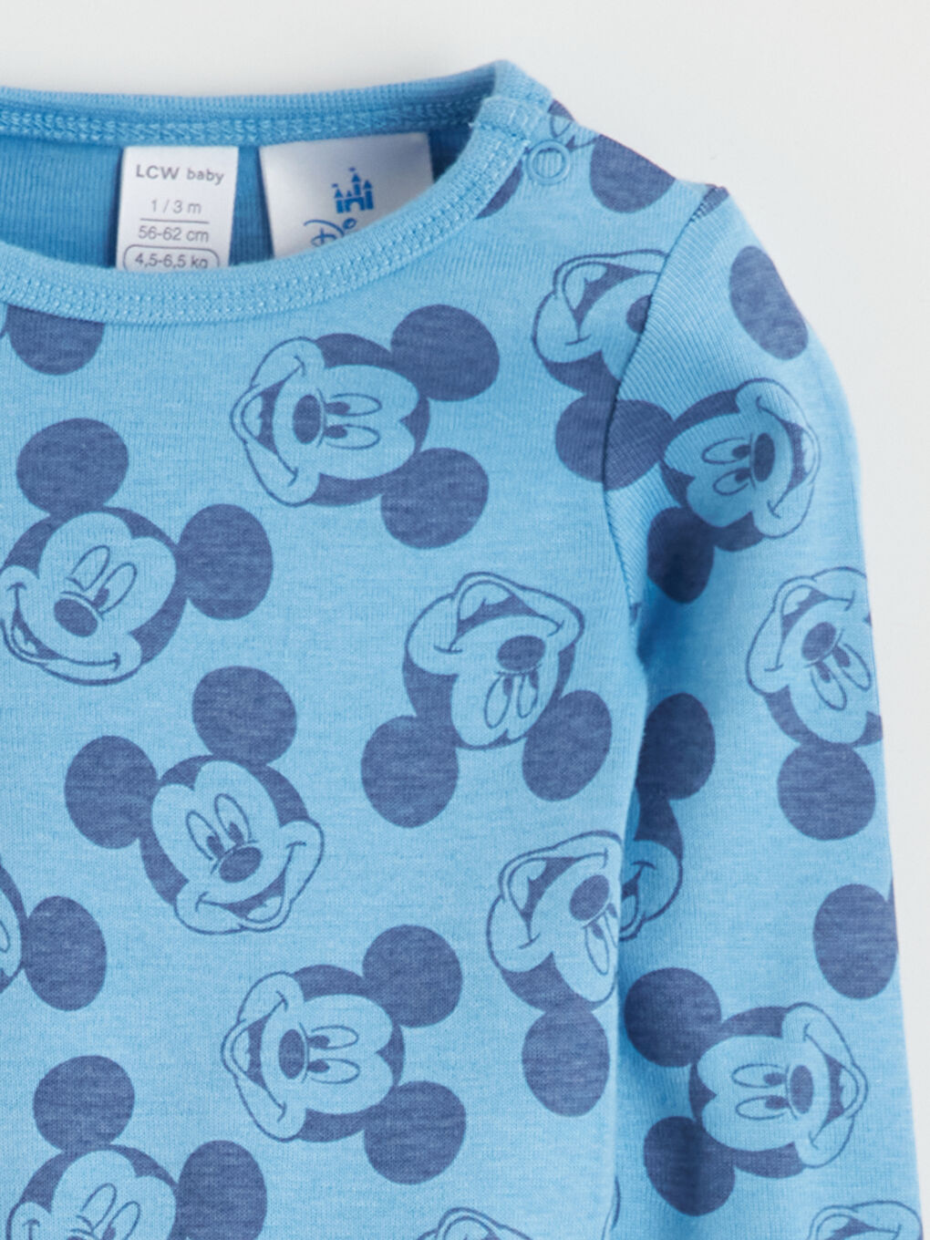 Crew Neck Mickey Mouse Printed Baby Boy Snap-On Bodysuit 2-Piece-2