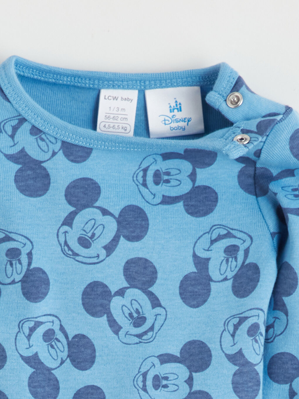 Crew Neck Mickey Mouse Printed Baby Boy Snap-On Bodysuit 2-Piece-3
