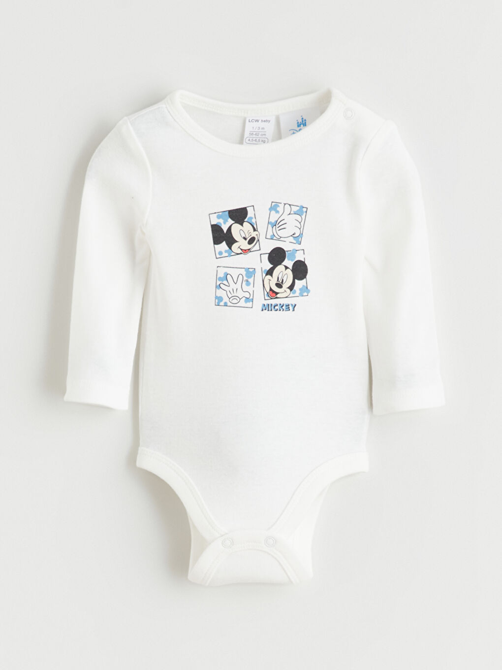 Crew Neck Mickey Mouse Printed Baby Boy Snap-On Bodysuit 2-Piece-5