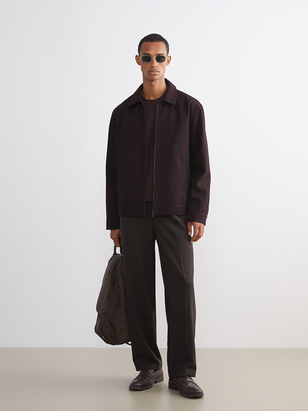 Mürdüm Standart Kalıp Gömlek Yaka Erkek Mont-1