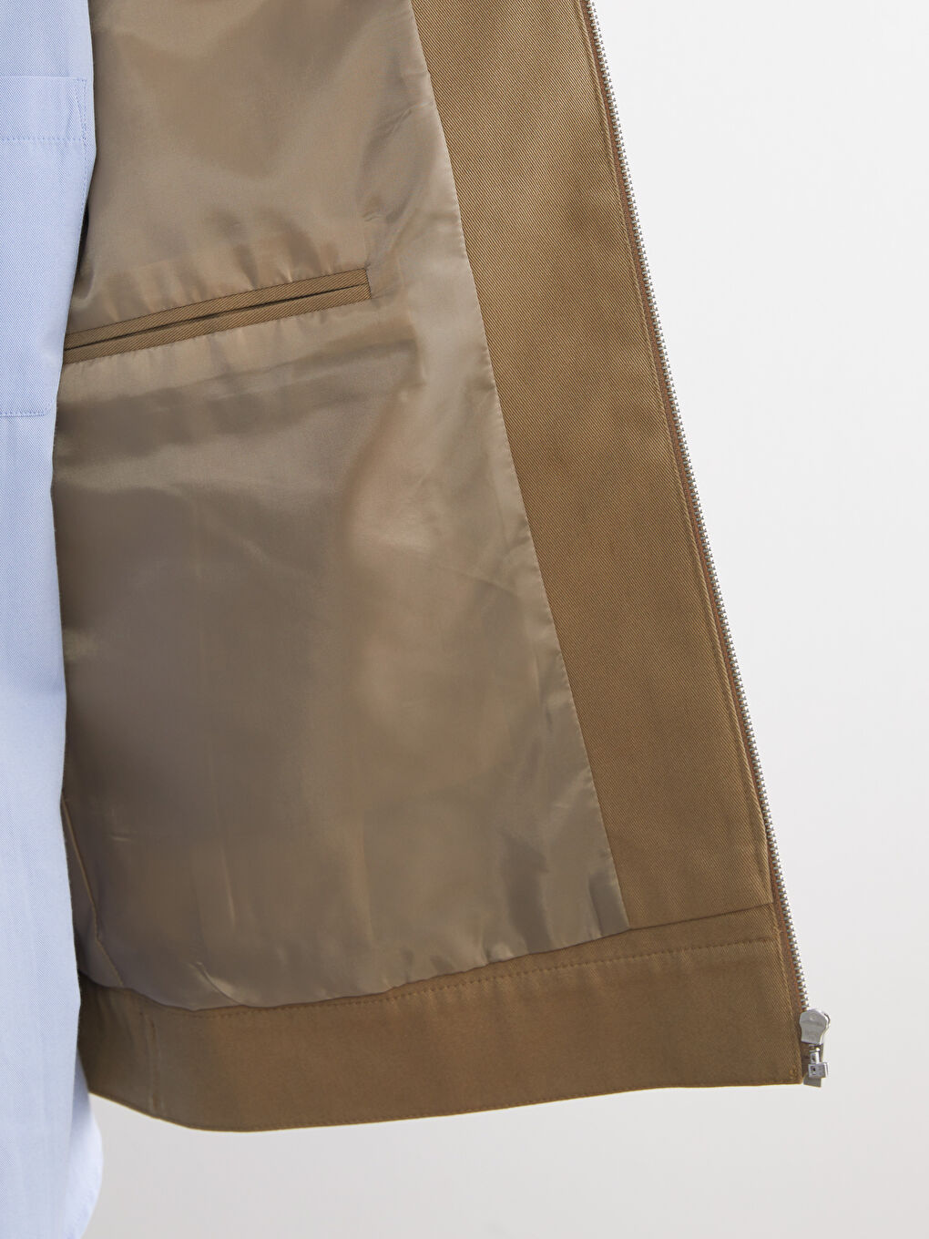 Bej Standart Kalıp Gömlek Yaka Erkek Mont-4