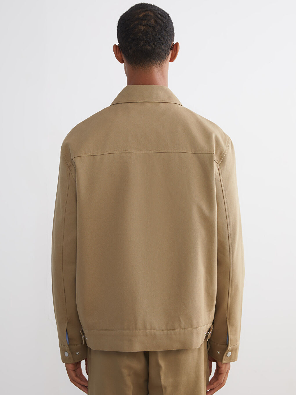 Bej Standart Kalıp Gömlek Yaka Erkek Mont-5