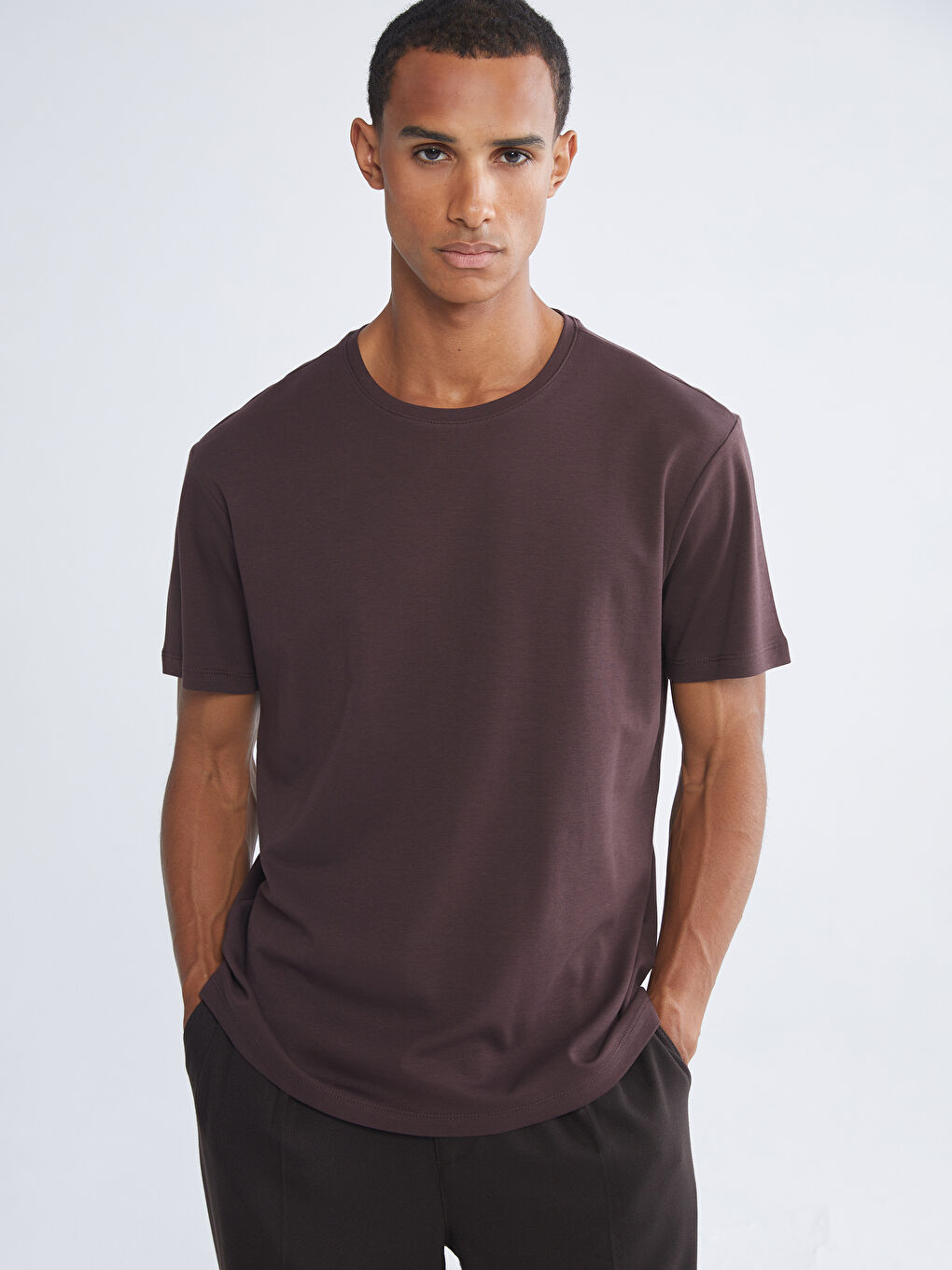 Mürdüm Bisiklet Yaka Erkek Tişört