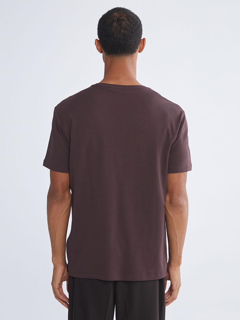 Mürdüm Bisiklet Yaka Erkek Tişört-3