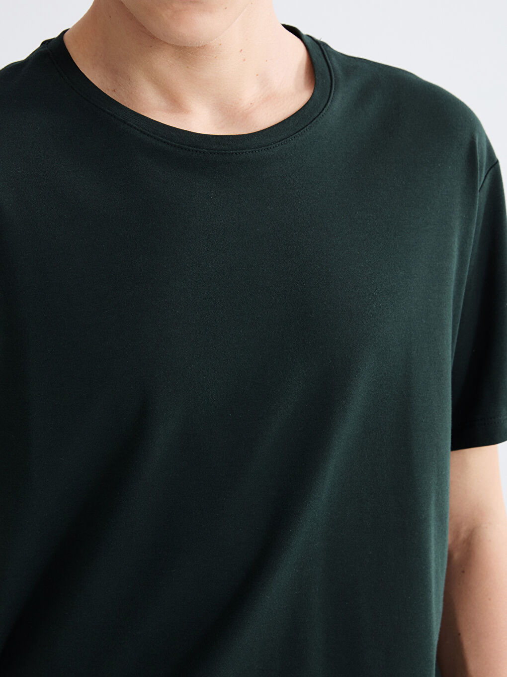 Yeşil Bisiklet Yaka Erkek Tişört-2