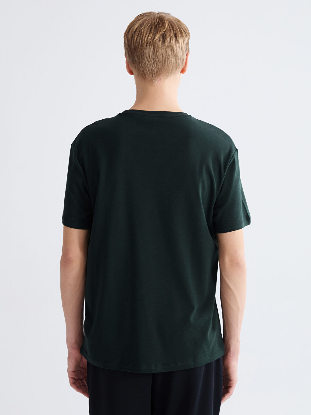 Yeşil Bisiklet Yaka Erkek Tişört-3