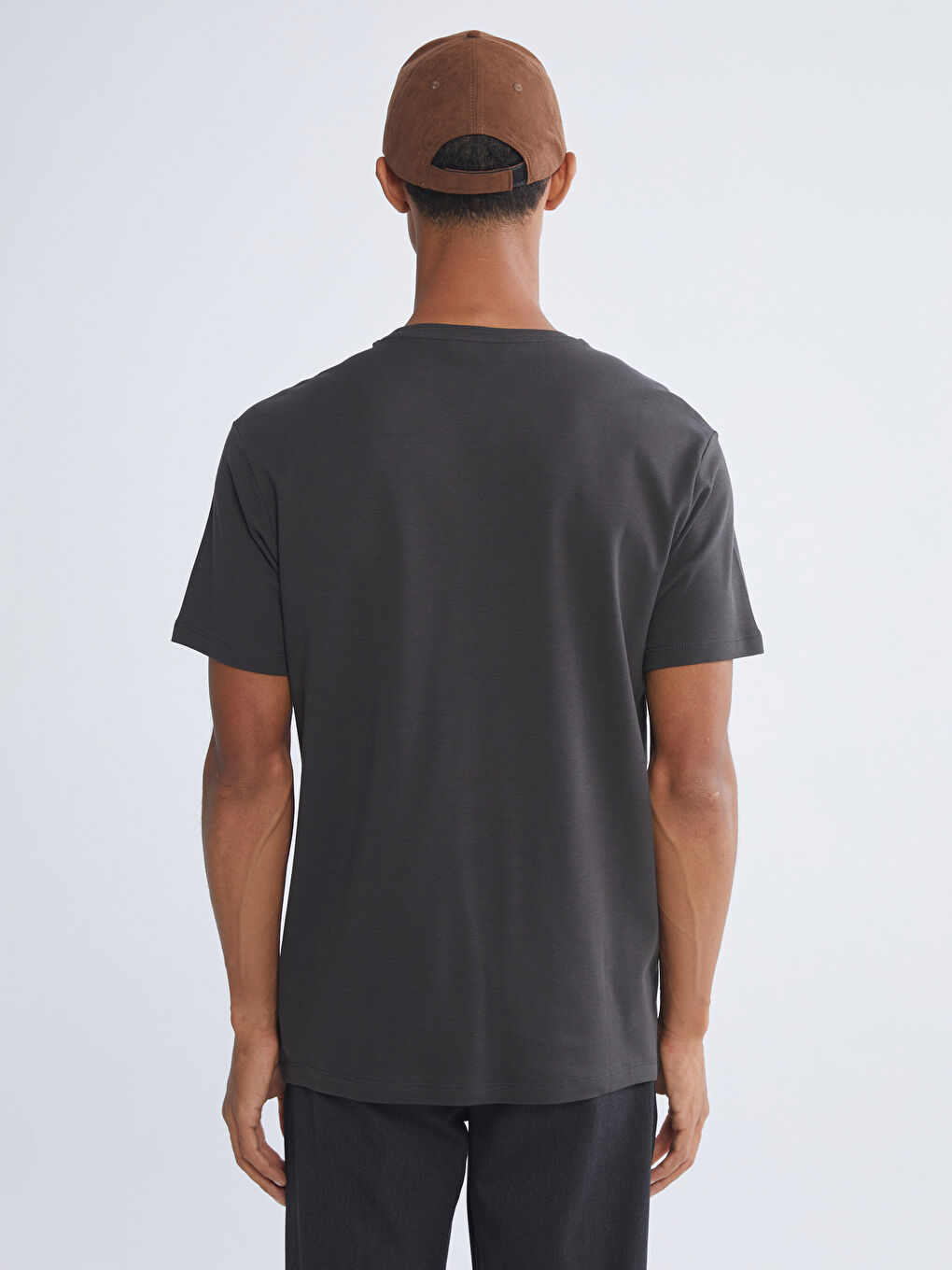 Antrasit Bisiklet Yaka Erkek Tişört-3