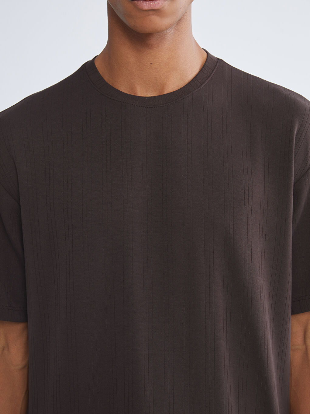 Kahverengi Bisiklet Yaka Erkek Tişört-2